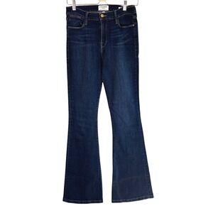 FRAME Le High Flare Jeans Dark Wash High Rise Denim Size 30 Paris Chic Premium